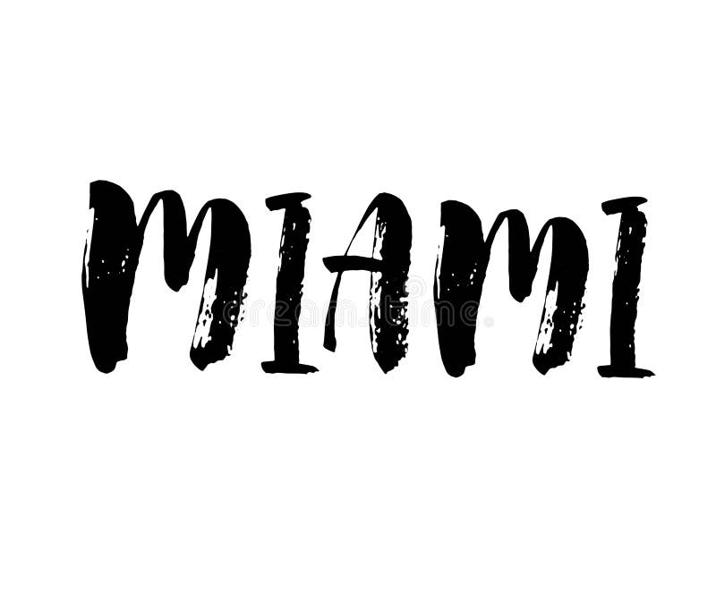 Miami hand-lettering calligraphy. Modern brush calligraphy. City lettering design. Vector stock illustration Miami hand-lettering calligraphy. Modern brush calligraphy. City lettering design. Vector stock illustration