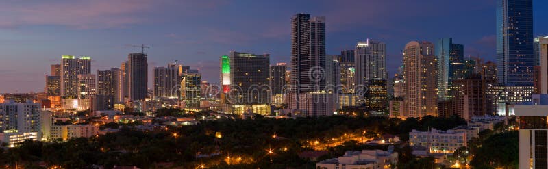 Miami Night Panorama royalty free stock photos