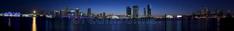 Panoramic (180 degree view) Miami Florida on an overcast night. Put together from 10 pictures. Panoramic (180 degree view) Miami Florida on an overcast night. Put together from 10 pictures