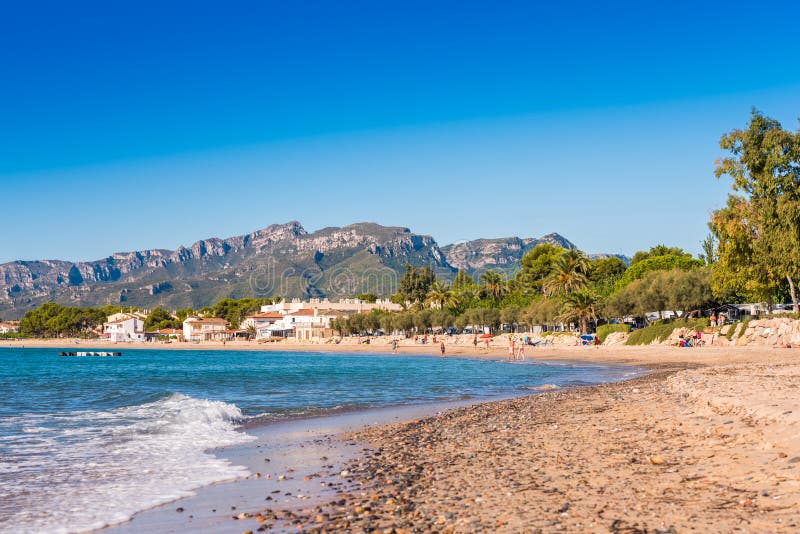 MIAMI PLATJA, SPAIN SEPTEMBER 18, 2017 View of the Sandy Beach. Copy