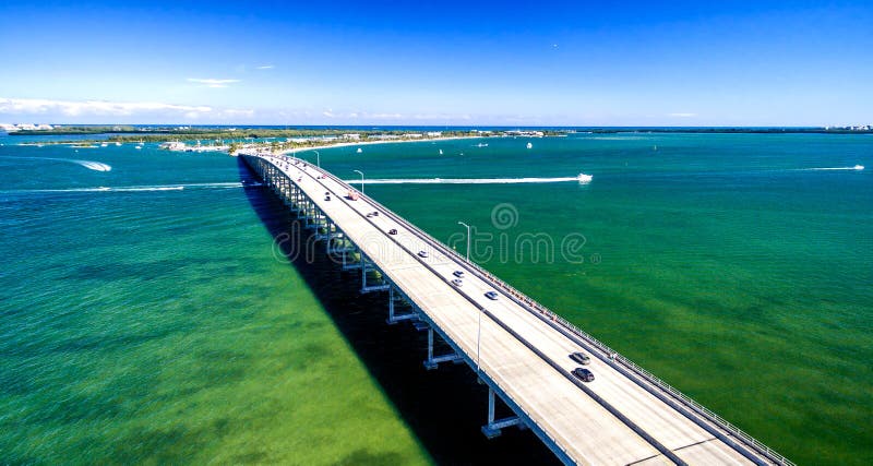 Miami Rickenbacker Causeway aerial view, Florida - USA