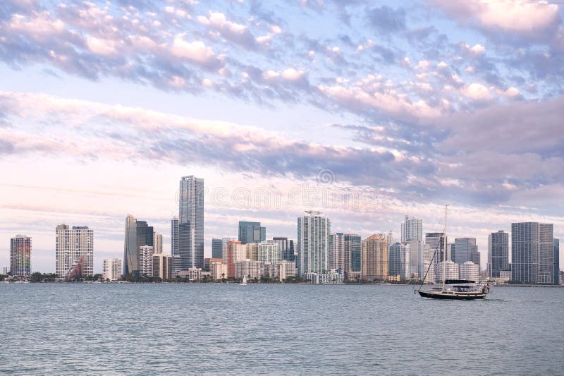 Miami Skyline from Key Biscayne Stock Image Image of travel
