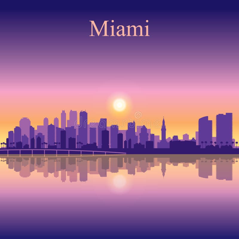 Miami-Stadtskyline-Schattenbildhintergrund lizenzfreie abbildung Miami-Stadtskyline-Schattenbildhintergrund lizenzfreie abbildung