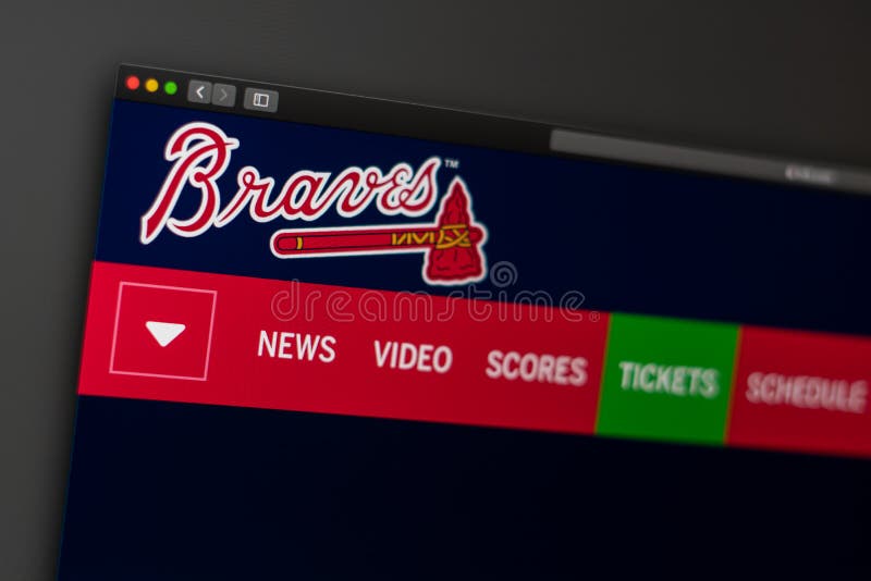 Baseball team Atlanta Braves website homepage. Close up of team logo. stock image Baseball team Atlanta Braves website homepage. Close up of team logo. stock image