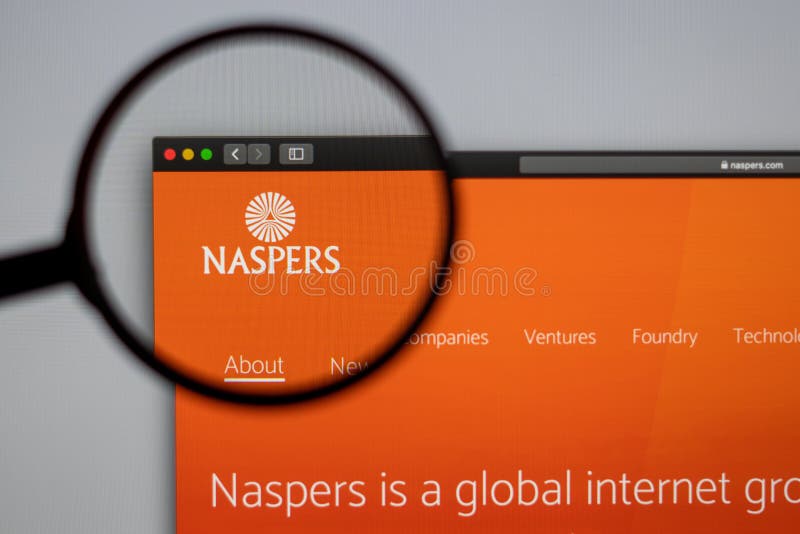 Naspers Company Website Homepage. Close Up of Naspers Logo Editorial ...