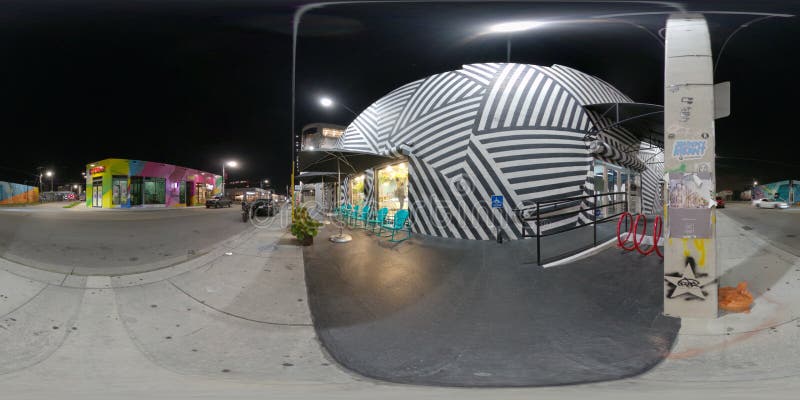 Miami Wynwood night 360 spherical photo USA