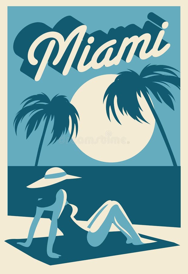 Miami Florida Postcard stock illustration. Illustration of travel