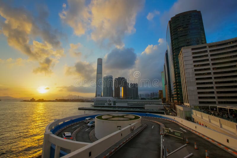 Miasta Hong Kong zmierzch fotografia stock Miasta Hong Kong zmierzch fotografia stock