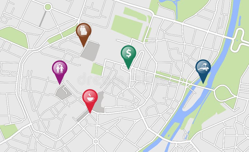 Miasto mapa z niektóre lokaci etykietkami royalty ilustracja Miasto mapa z niektóre lokaci etykietkami royalty ilustracja