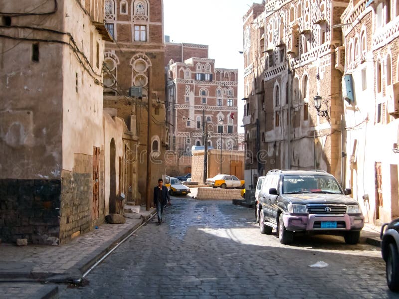 Miasto Sana a, ulicy i budynki miasto w Jemen «, fotografia stock Miasto Sana a, ulicy i budynki miasto w Jemen «, fotografia stock