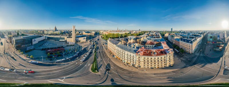 Miasto trutnia sfery 360 vr Ryski centrum widok