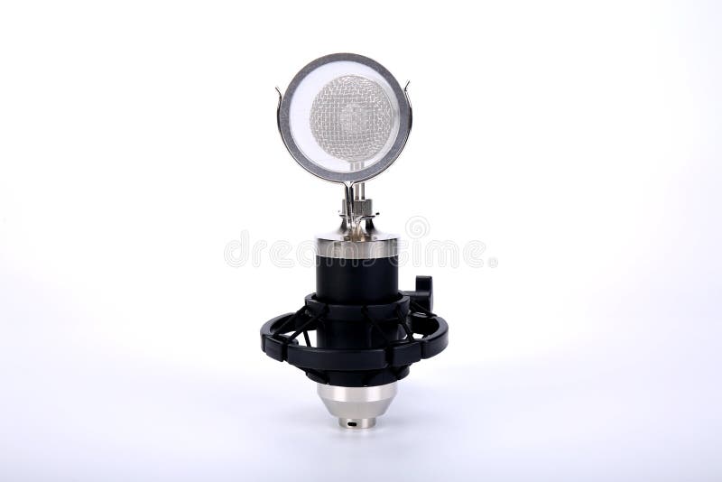 Mic - Close-up of a microphone stand. Professional condenser large-diaphragm. royalty free stock photo