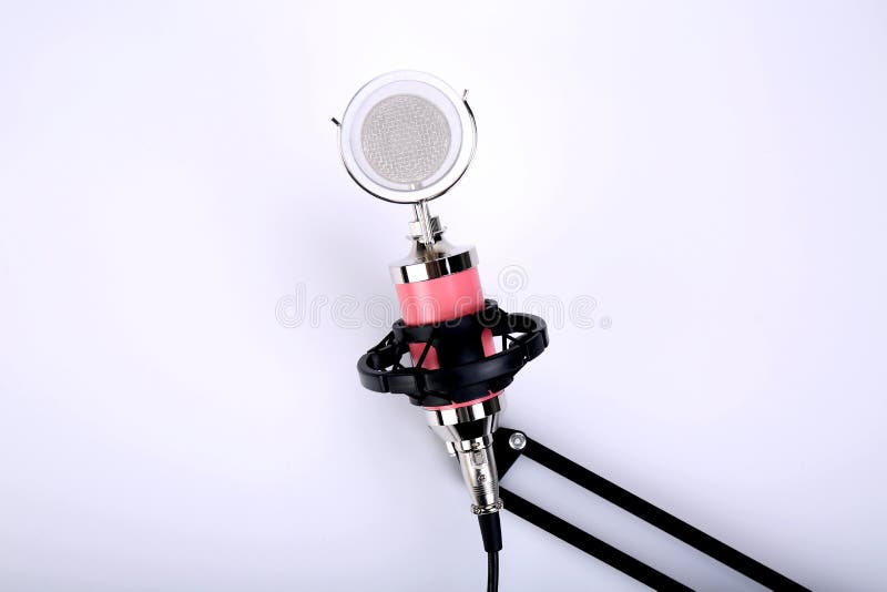 Mic - Close-up of a microphone stand. Professional condenser large-diaphragm. stock photography