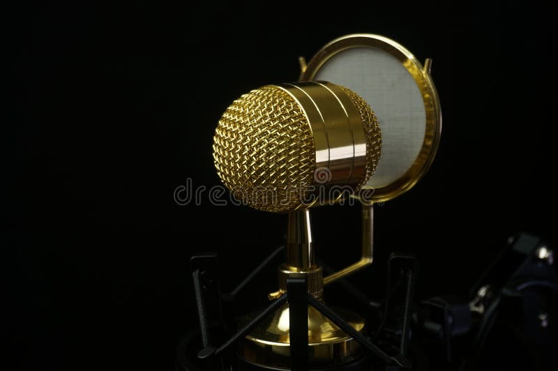 Mic Condenser Color for Podcast. Stock Image Image of computer: