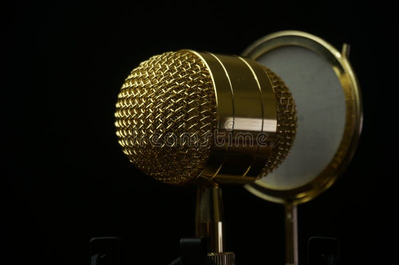 Mic Gold Color for Podcast. Stock - Image media, 178261787