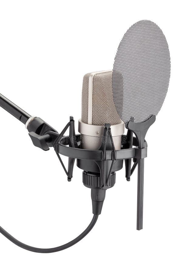Mic on Shock Mount with Pop Filter Stock Photo Image of home, condenser 247069040