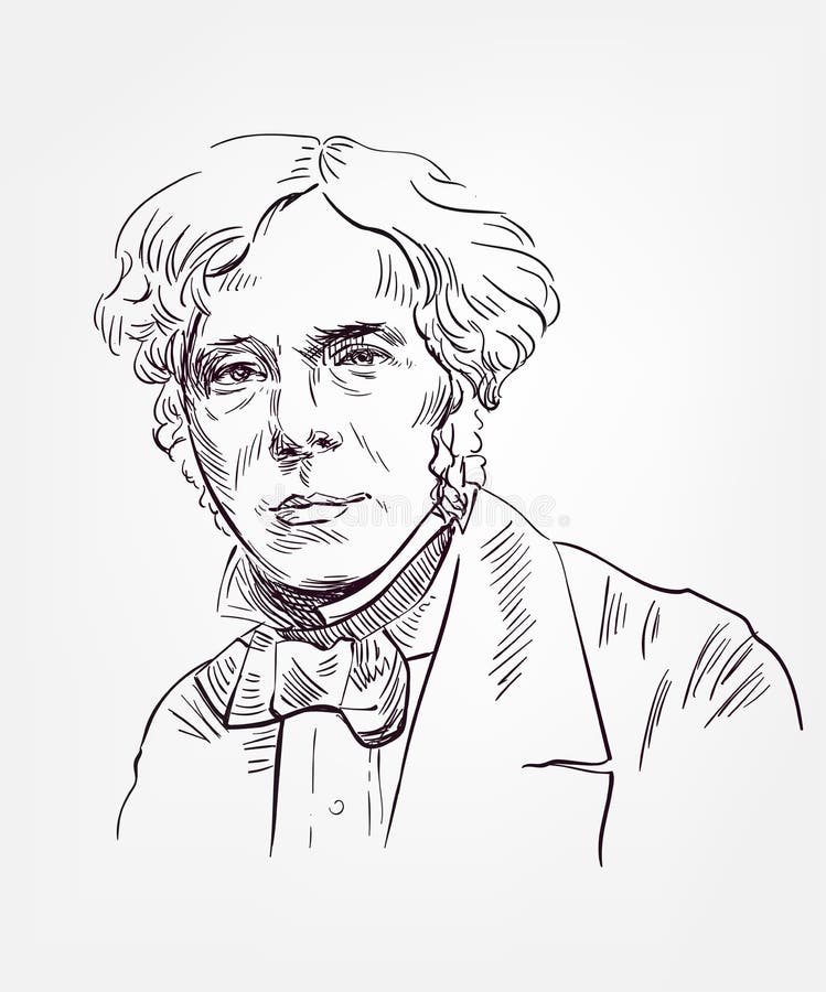 Michael Faraday, a British Scientist, Line Art Style Portrait, Vector Stock  Vector - Illustration of electromagnetism, century: 167360568