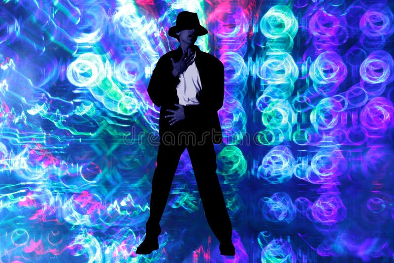 A background with a Michael Jackson like dancer on techno lights.
