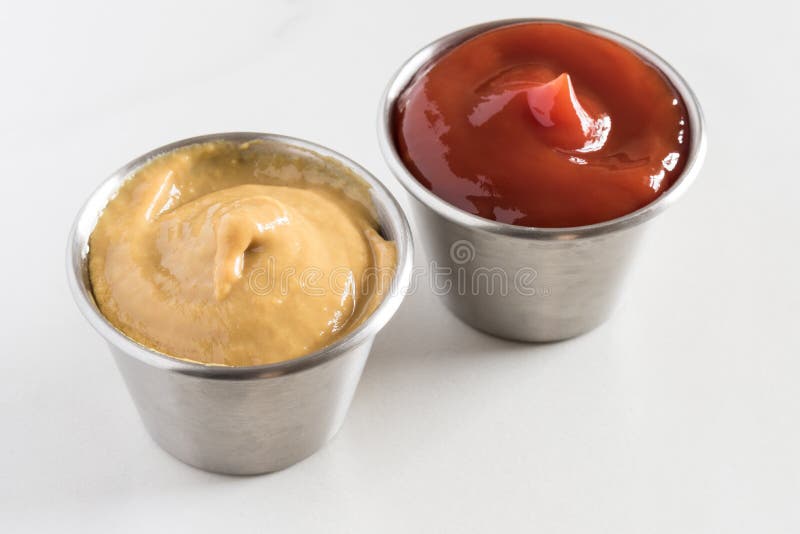 Ketchup And Mustard In Condiment Cups Stock Image Image of cuisine