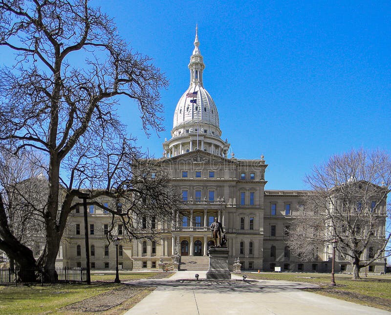 Michigan Capitol building in early spring