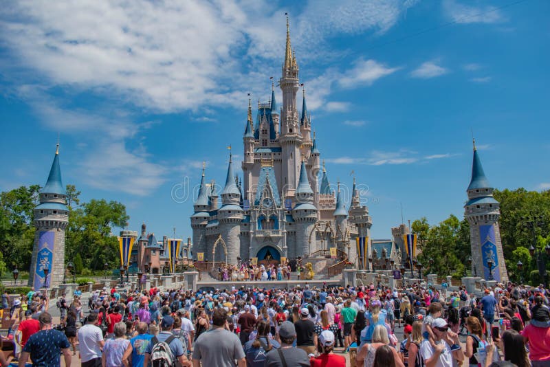 Orlando, Florida. May 17, 2019. Mickey`s Royal Friendship Faire on Cinderella Castle in Magic Kingdom at Walt Disney World Resort 1. Orlando, Florida. May 17, 2019. Mickey`s Royal Friendship Faire on Cinderella Castle in Magic Kingdom at Walt Disney World Resort 1