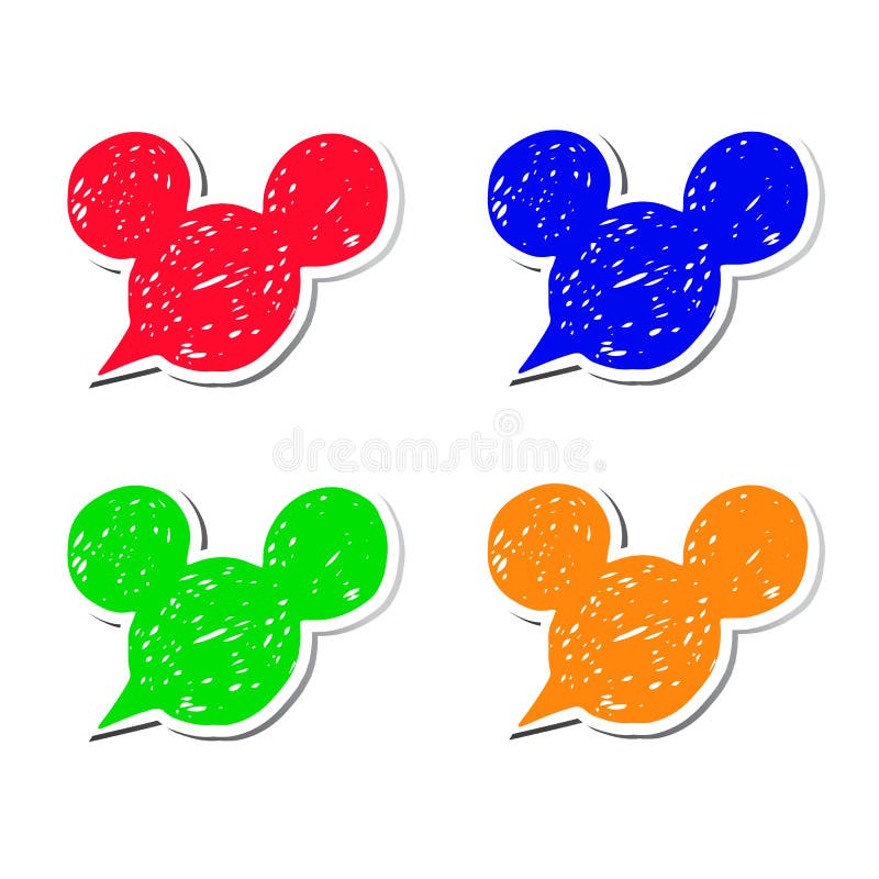 Mickey-Vektorillustrationsikonenmäusemalten moderne schwarze Aufkleberohren Mickey Mouse-Kopf vektor abbildung