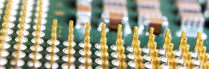 The micro elements of computer central processor unit, CPU contact pins royalty free stock photography