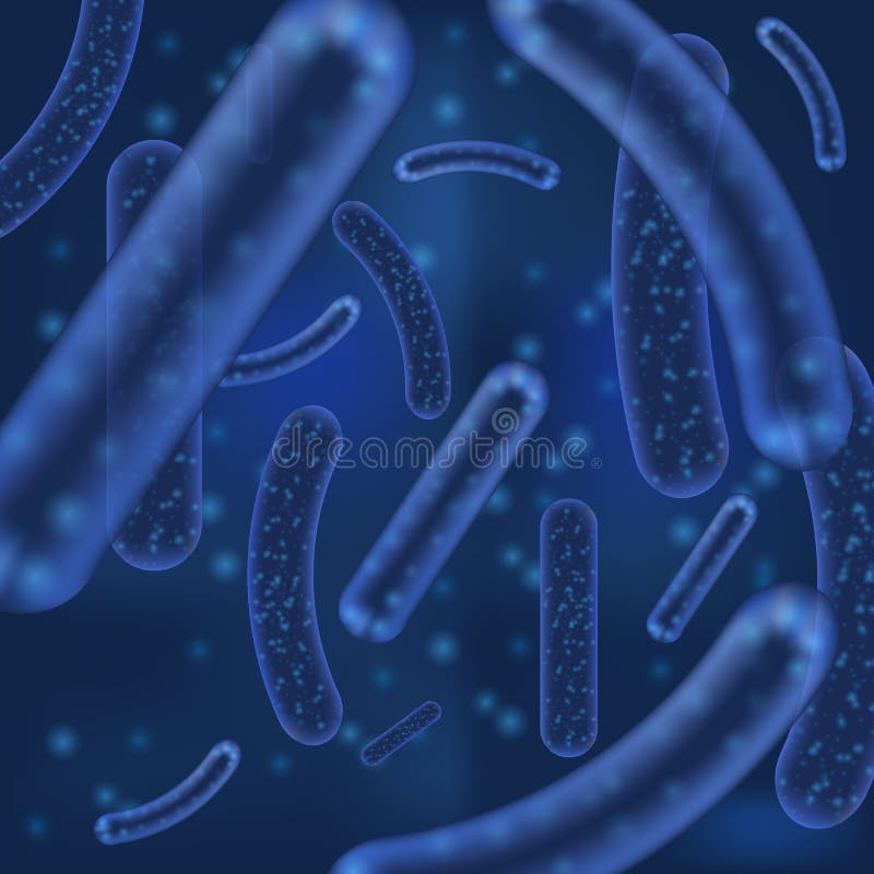 Micro organismi del batterio o del virus di vettore Lattobacillo microscopico o fondo acidofilo dell'estratto dell'organismo con illustrazione vettoriale Micro organismi del batterio o del virus di vettore Lattobacillo microscopico o fondo acidofilo dell'estratto dell'organismo con illustrazione vettoriale