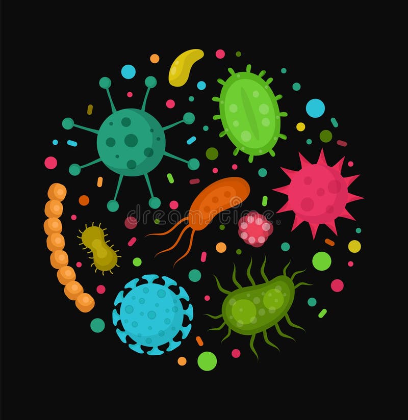 Micro-organismo bacteriano em um círculo ilustração stock Micro-organismo bacteriano em um círculo ilustração stock