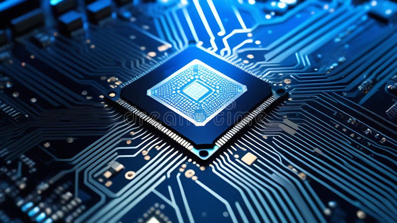 Micro processor, electronic processor, digital CPU. Information technology background stock illustration