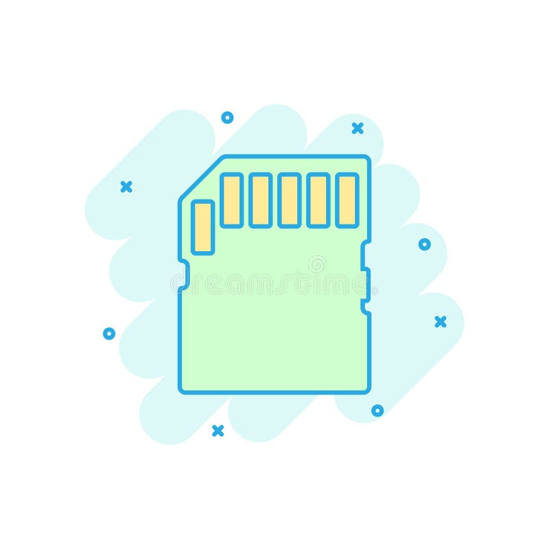 Micro SD card icon in comic style. Memory chip vector cartoon illustration  on white isolated background. Storage adapter business concept splash effec  Stock Vector Image & Art - Alamy