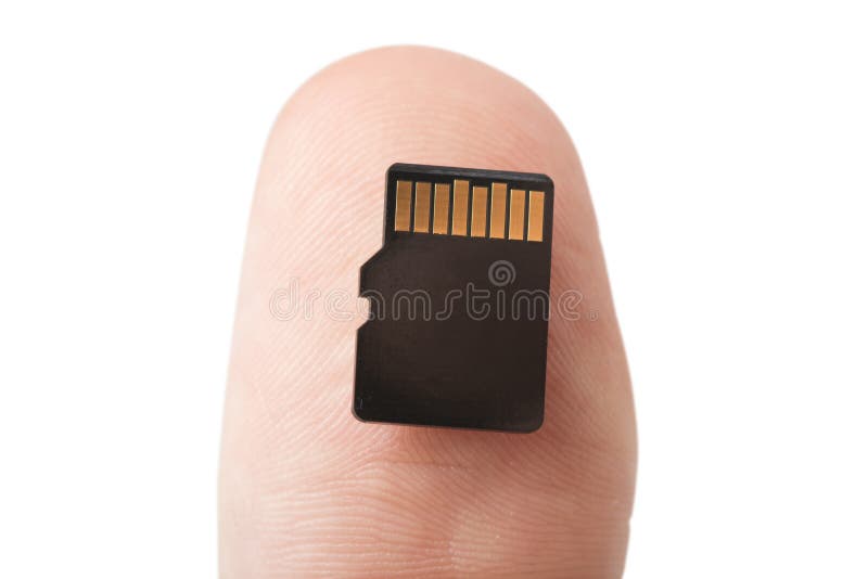 Micro SD Card on Thumb stock photo. Image of tiny, storage 75634324