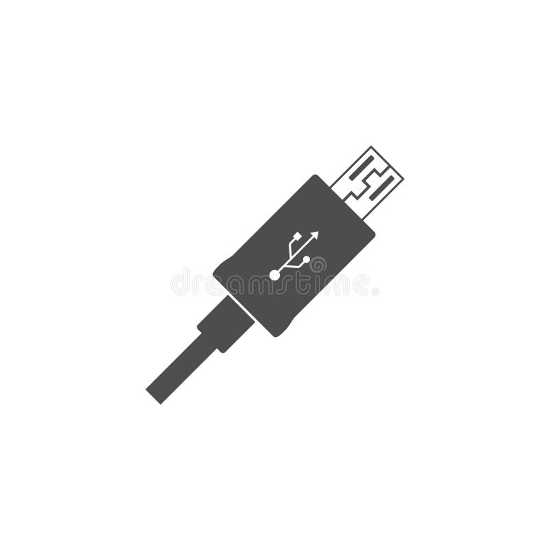 Micro USB cable cord icon isolated on white background stock illustration