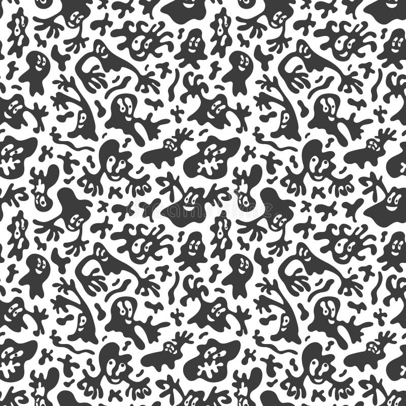 Seamless Cute Doodle Monster Pattern Background Stock Vector ...
