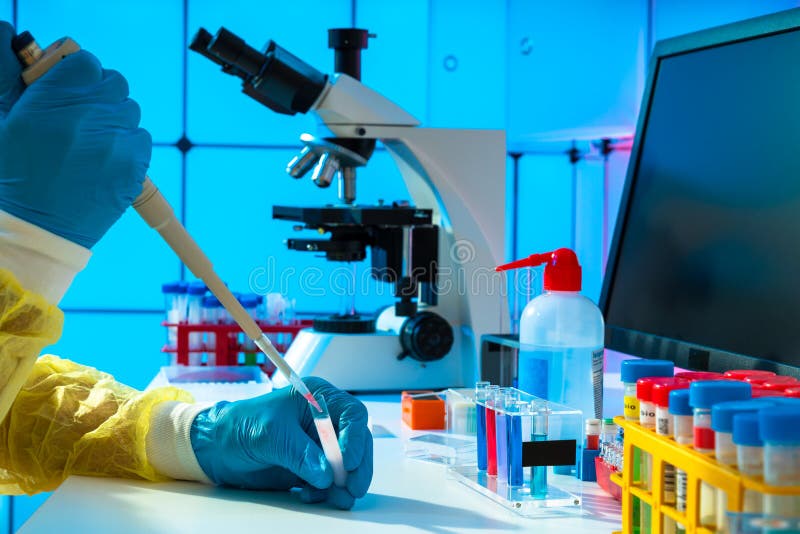 Microbiological Experiment in Medical Laboratory. Testing