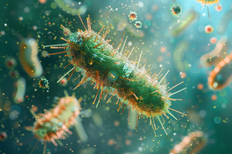 Microbiological organisms under microscope royalty free stock photo