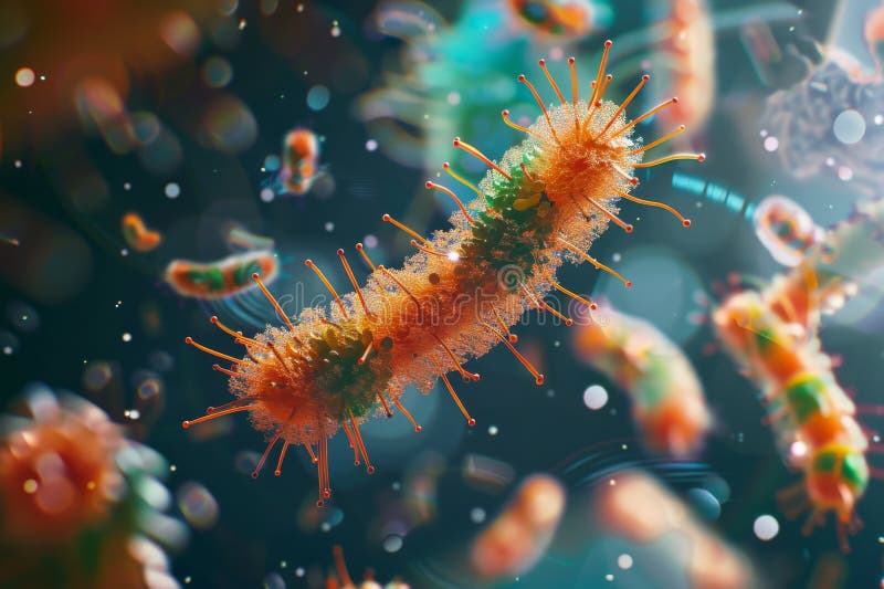 Microbiological organisms under microscope royalty free stock photo