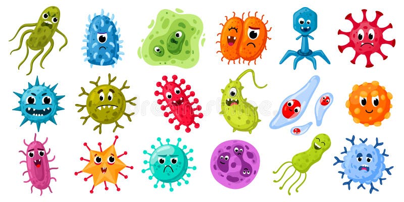 Microbios Y Virus De Dibujos Animados. Gérmenes Personajes Con Caras Divertidas Bacterias Y Virus De La Enfermedad Mascotas. Patóg Ilustración del Vector - Ilustración de organismo, higiene: 213707727 Microbios Y Virus De Dibujos Animados. Gérmenes Personajes Con Caras Divertidas Bacterias Y Virus De La Enfermedad Mascotas. Patóg Ilustración del Vector - Ilustración de organismo, higiene: 213707727