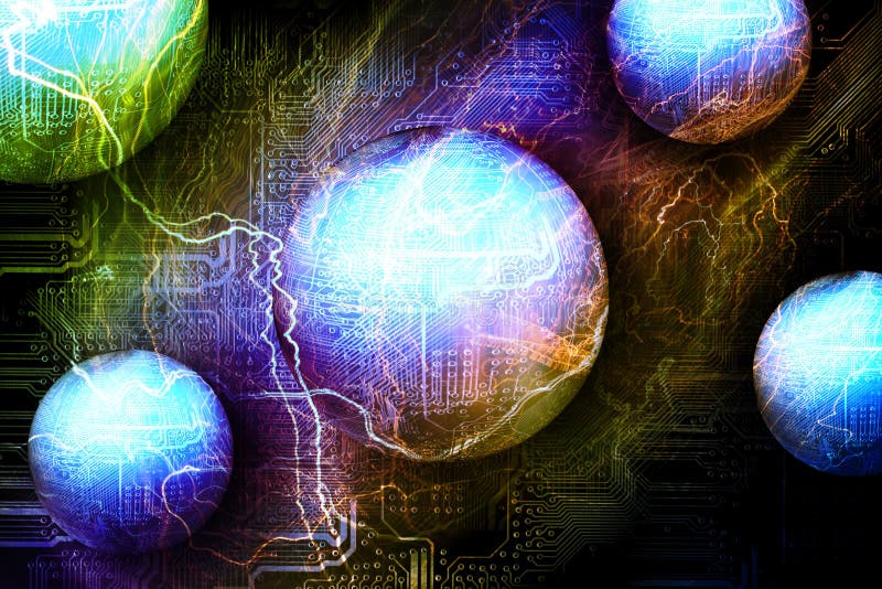 Microchip background - close-up of electronic circuit board vector illustration