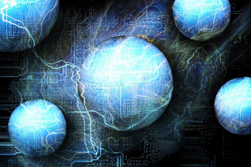 Microchip background - close-up of electronic circuit board royalty free illustration