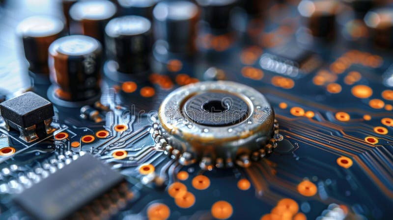 Microchip on board. Central Computer Processors CPU Concepts stock image