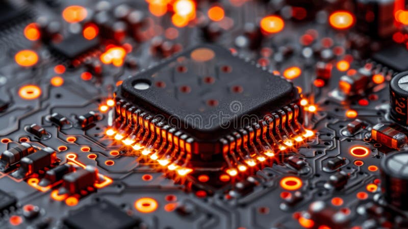Microchip on board. Central Computer Processors CPU Concepts royalty free stock image