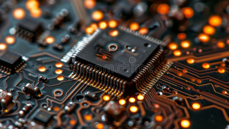 Microchip on board. Central Computer Processors CPU Concepts stock photography