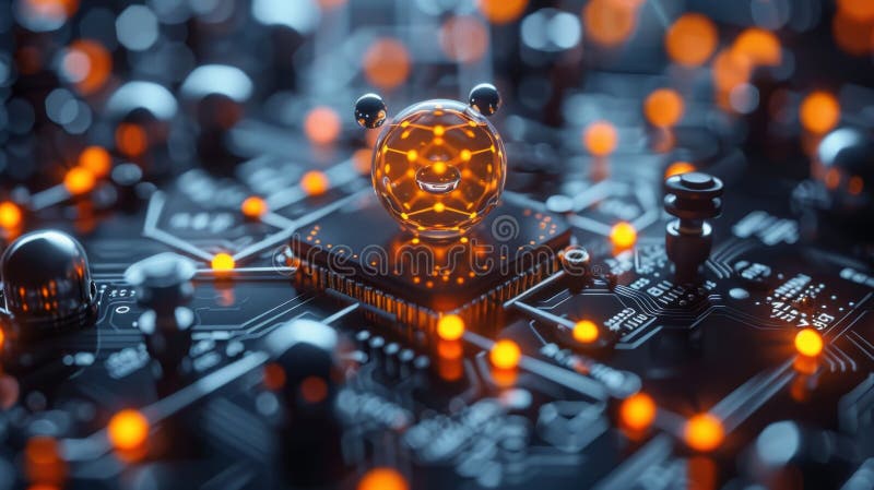 Microchip on board. Central Computer Processors CPU Concepts royalty free stock photo