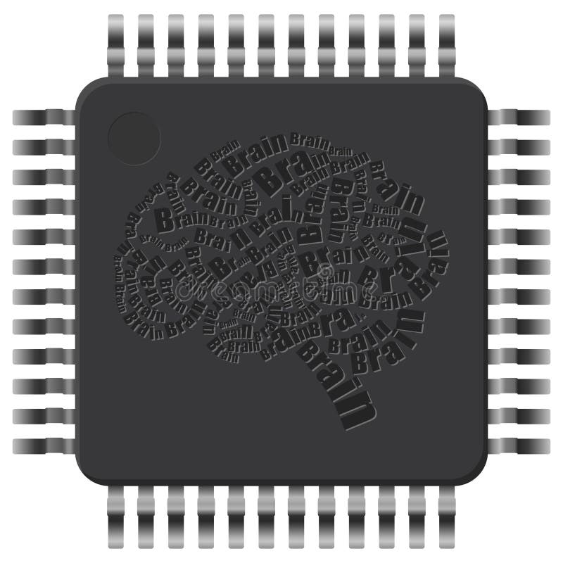 Microchip brain vector illustration