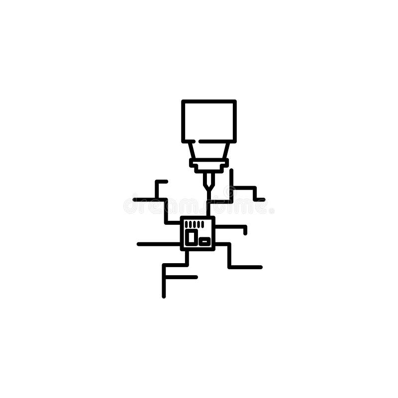 Microchip icon. Element of laser application in production for mobile concept and web apps illustration. Thin line icon for vector illustration