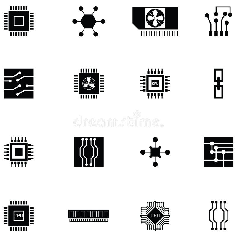 Microchip icon set royalty free illustration