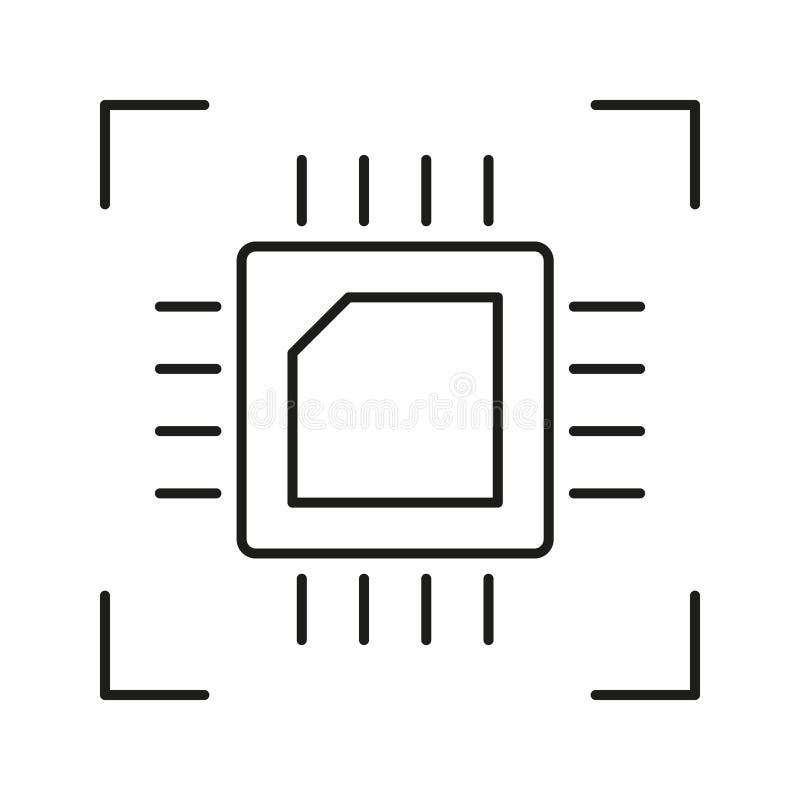 Microchip Line Icon. Semiconductor Technology And Circuit Design Outline Symbol. Digital Processing And Computing Power vector illustration
