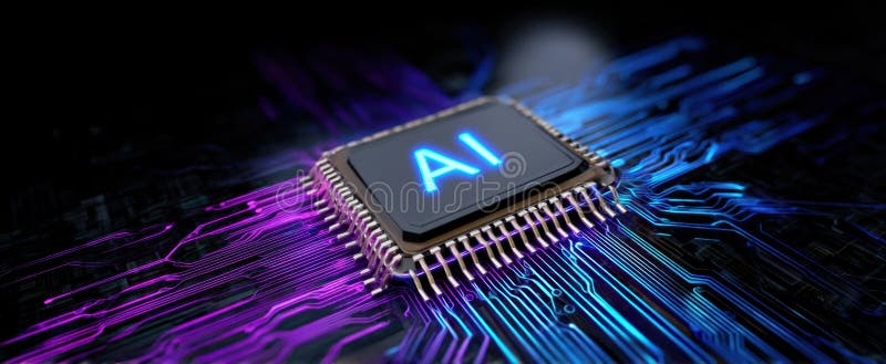 Microcipul futurist care ilustrează inteligența artificială și inovația digitalăImagine generată de IA stock images