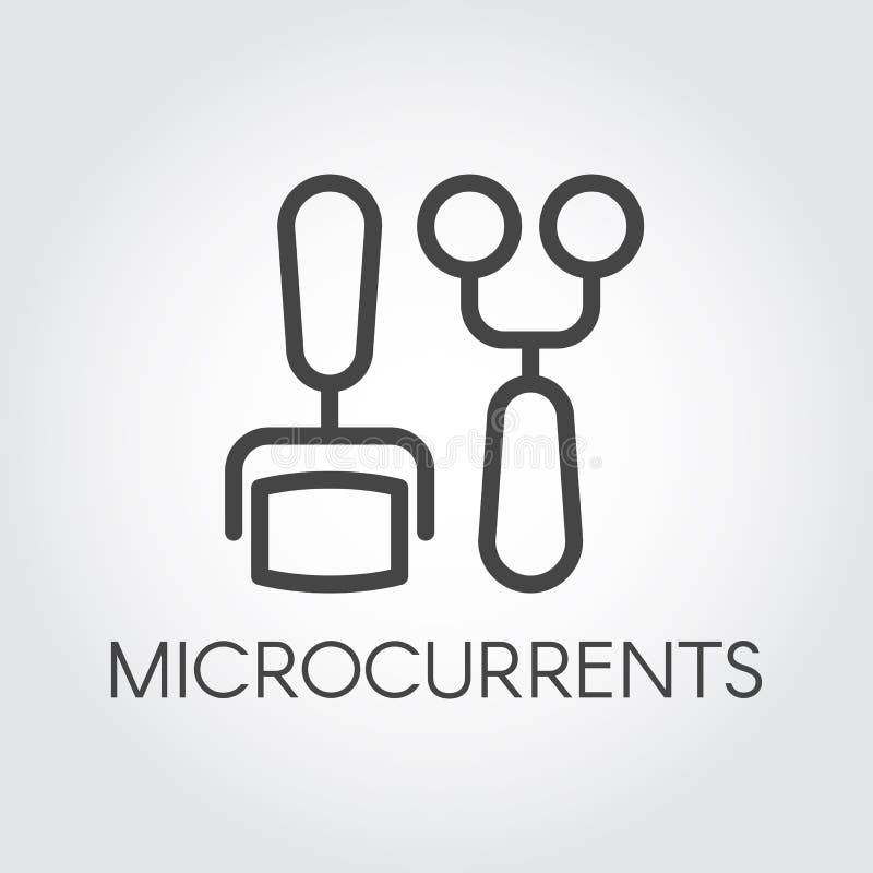 Microcurrent concept line icon. Beauty and cosmetology treatment. Correction, rejuvenation, anti-aging procedure. Bodycare prophylactic theme. Skincare therapy label. Vector of cosmetic series. Microcurrent concept line icon. Beauty and cosmetology treatment. Correction, rejuvenation, anti-aging procedure. Bodycare prophylactic theme. Skincare therapy label. Vector of cosmetic series